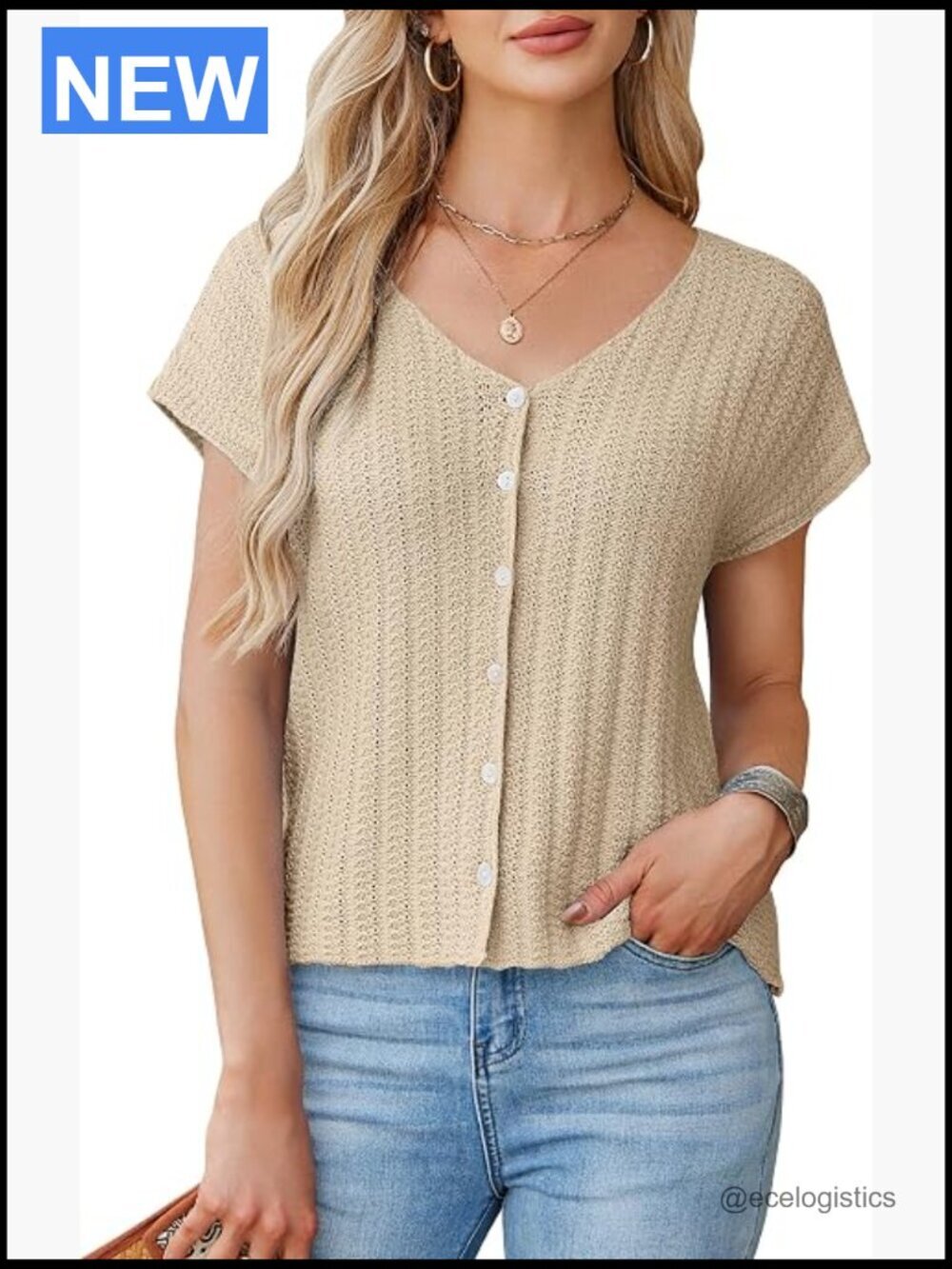 Crochet Sweater Vest Button Down Sleeveless Cardigan Lightweight V-Neck Top